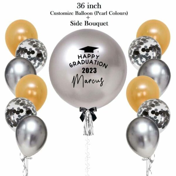 36 inch graduation customize balloon with side bouquet