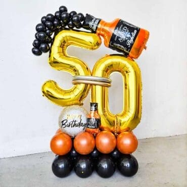 Whiskey Perfection Double Digit Deluxe Balloon Centerpiece Whisky Bottle