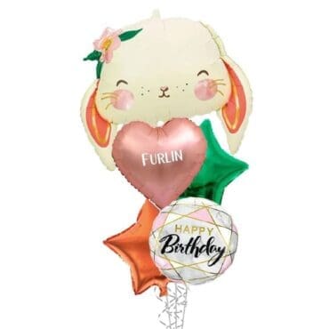 Joyful Rabbit Birthday Balloon Bouquet