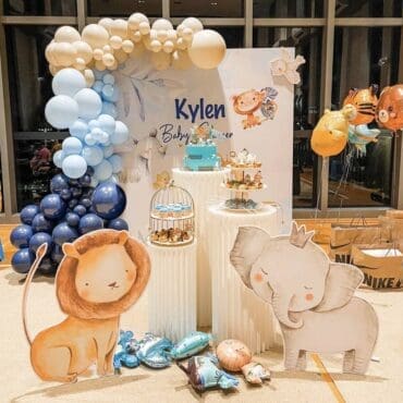 Party Board Straight with 2 Characters Pastel Jungle