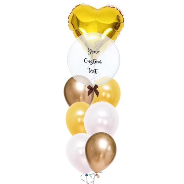 Balloon Bouquet Customize Bubble with Heart Foil Bouquet Gold