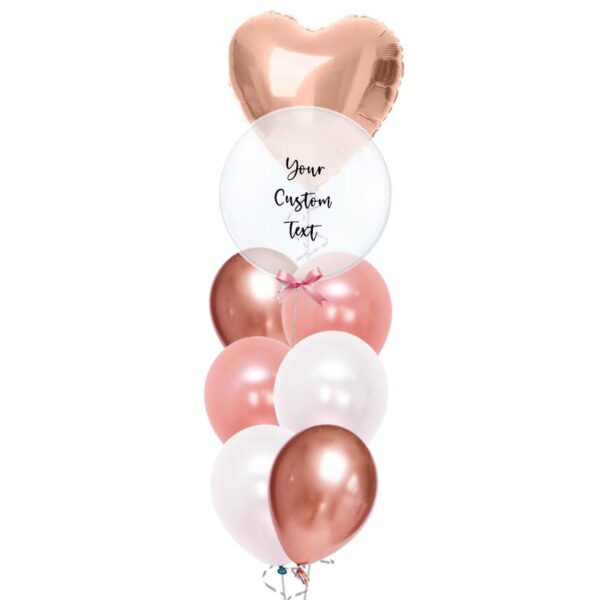 Balloon Bouquet Customize Bubble with Heart Foil Bouquet Rose Gold