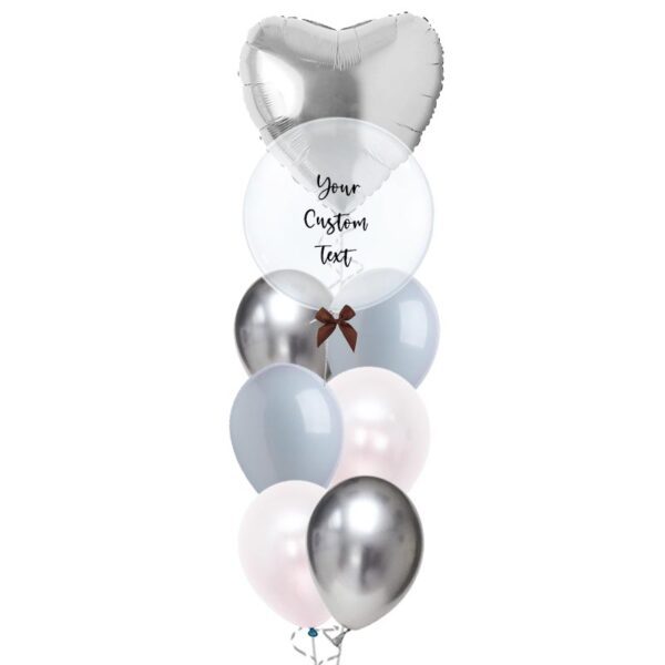 Balloon Bouquet Customize Bubble with Heart Foil Bouquet Silver