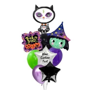 XL Halloween Cat Witch Balloon Bouquet