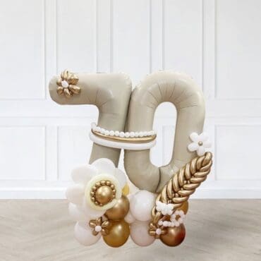 Elegant Sands Floral Double Digit Deluxe Balloon Centerpiece