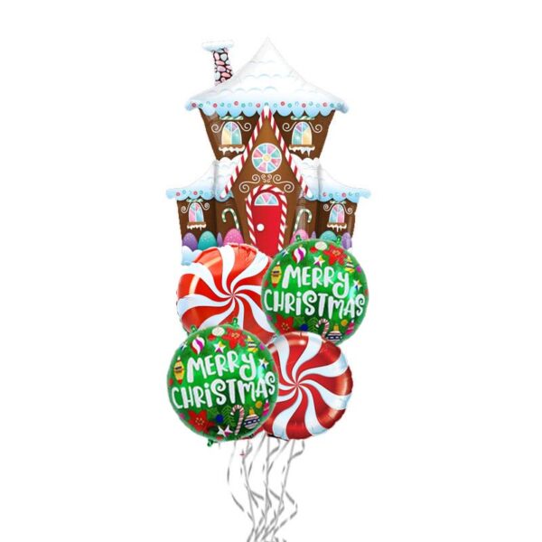 Christmas Gingerbread House Candy Balloon Bouquet