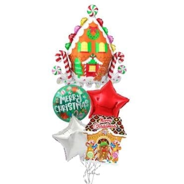 Gingerbread Candy House Christmas Balloon Bouquet