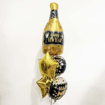 New Year Gold Bottle Balloon Bouquet 2