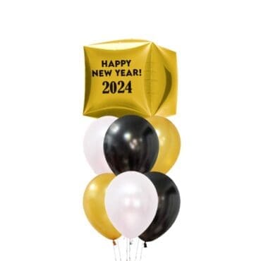 New Year Gold Cube Balloon Bouquet