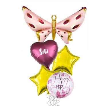 Elegant Butterfly Birthday Balloon Bouquet