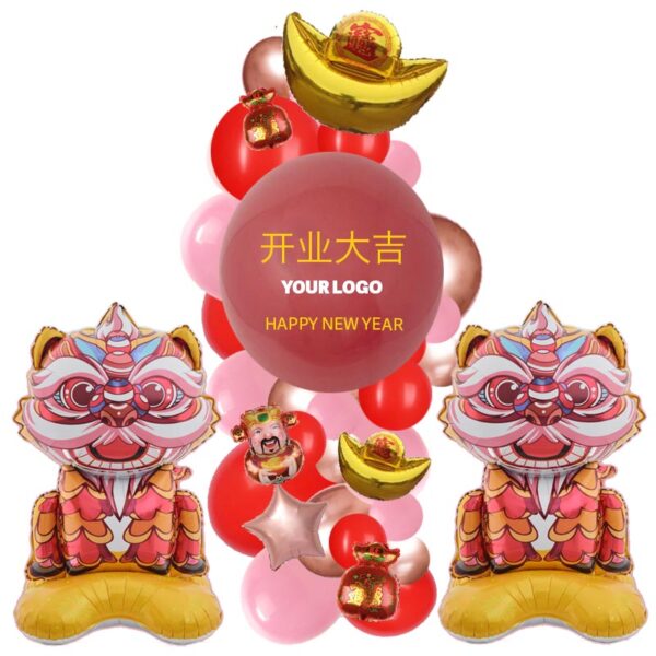 CNY Lion Airloonz with Garland Column Gold Blush