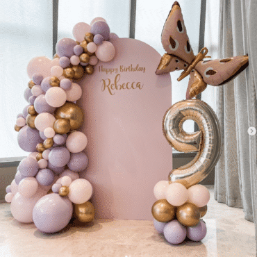 Pink Board Backdrop with garland