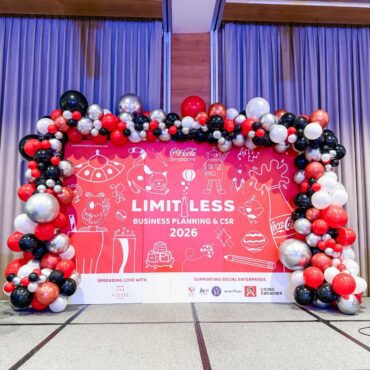 Stage board and balloon backdrop