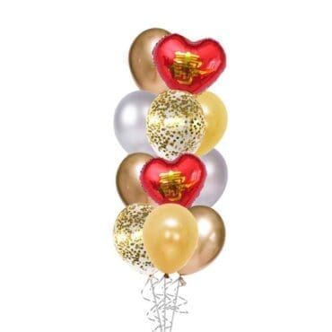 Longevity Heart Confetti Balloon Bouquet