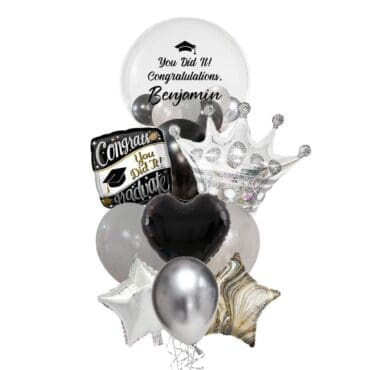Silver Crown Graduation Deluxe Balloon Bouquet