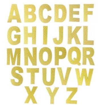 Gold Glitter Alphabet & Numbers Paper Cutout
