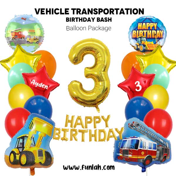Vehicle Transportation Birthday Bash Balloon Package