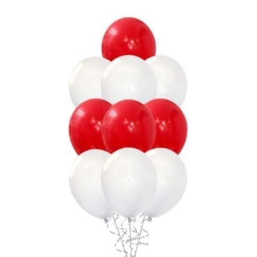 12″ White Red Layered Balloon Bouquet