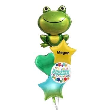 Green Frog Birthday Balloon Bouquet