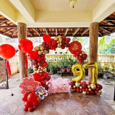 Longevity Birthday Red Grand Balloon Ring Setup