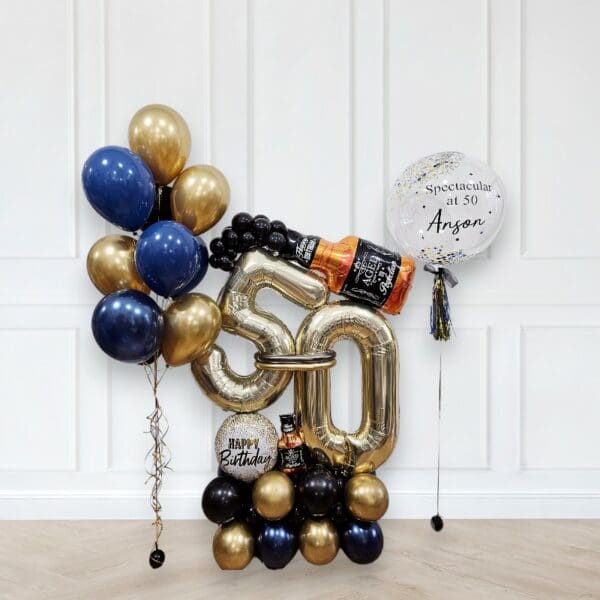 White Gold Whiskey Bottle Deluxe Celebrations Balloon Package -Whisky Bottle