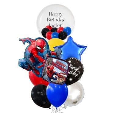 Spiderman Sling Happy Birthday Deluxe Balloon Bouquet