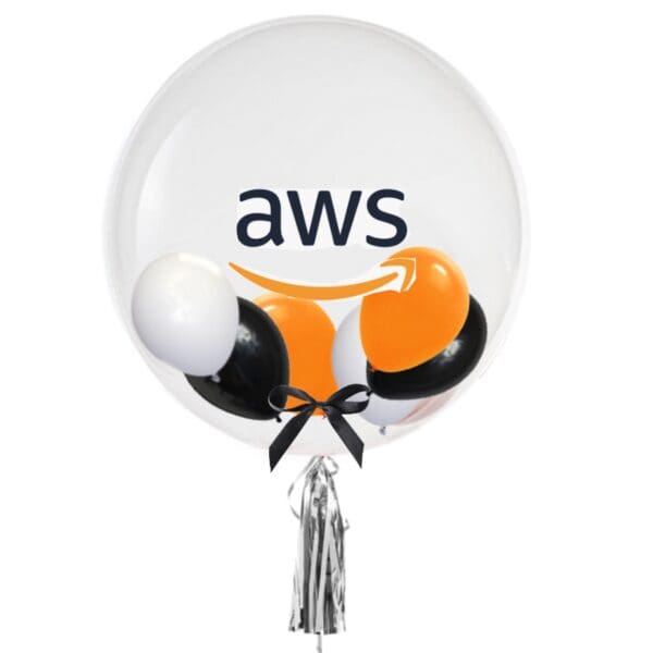 24"Corporate Helium Balloon with mini Balloons - Sticker with vinyl