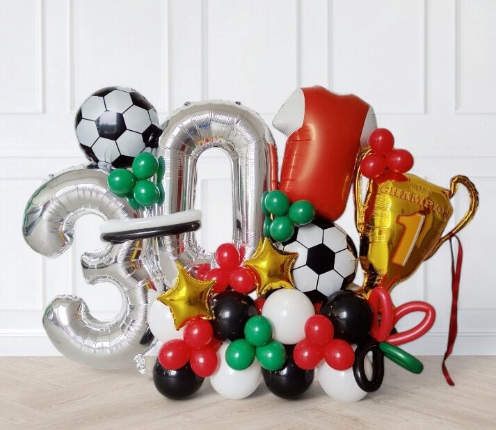 Soccer Fan Double Digit Balloon Centerpiece