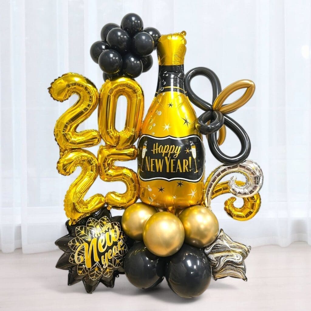 Happy New Year 2025 Wine Bottle Table balloon centerpiece