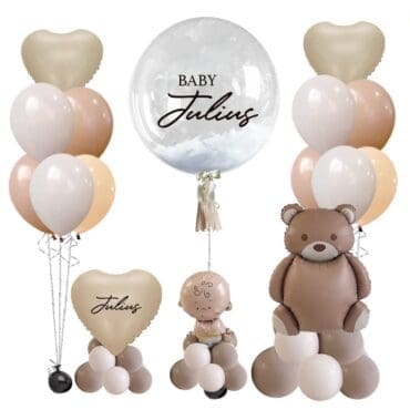 Baby Shower Cream Teddy Matte Balloon Package