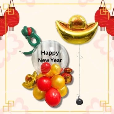 Chinese New Year Snake Globe Balloon Centerpiece with Ingot