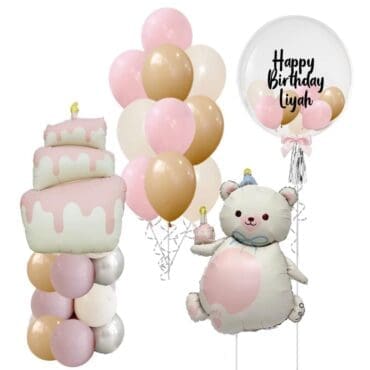 Matte Teddy Pink Cake Mega Balloon Package