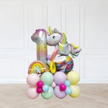 Sparkle Rainbow Unicorn Digit Balloon Centerpiece