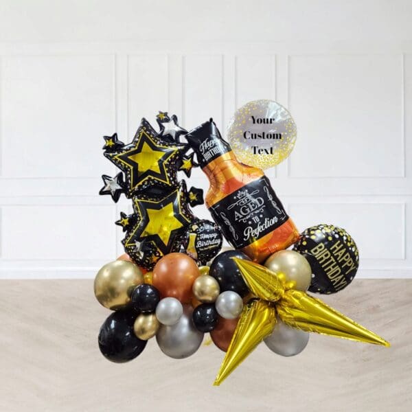 Blinking Whiskey Stars Happy Birthday Balloon Centerpiece