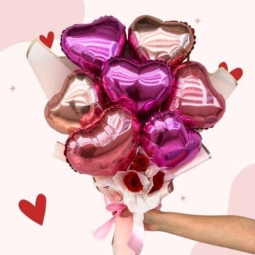 Cassandra Hearts Flower Hand Balloon Bouquet