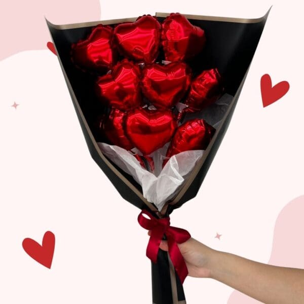Classic Hearts Hand Ballon Bouquet