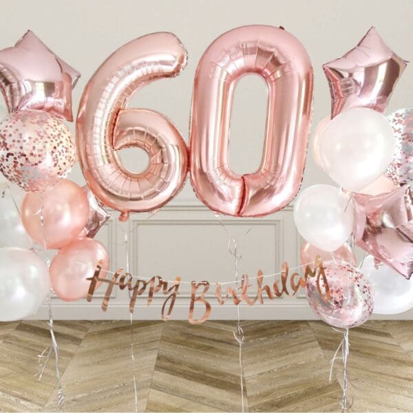 Rose Gold Double Star Birthday Balloon Package
