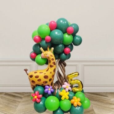 Tropical Jungle Animal Tree Balloon Column Centerpiece