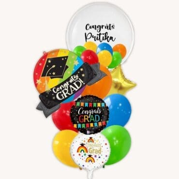 Rainbow Banner Congrats Grad Deluxe Balloon Bouquet