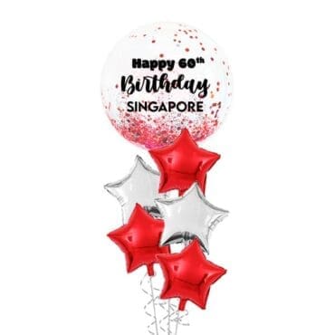 SG 60 24 inch Mix Confetti National Day Star Layer Balloon Bouquet