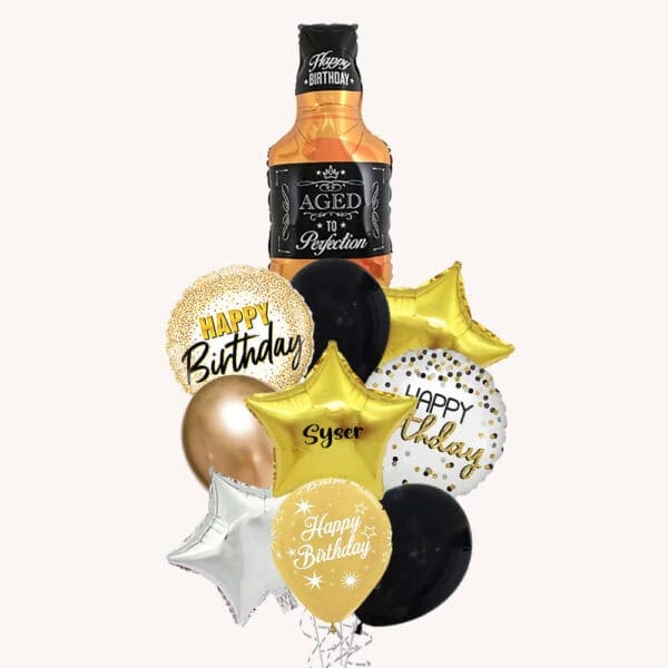 Whiskey Perfection Happy Birthday Grand Balloon Bouquet Whisky Bottle