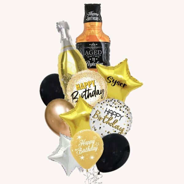 Whiskey Perfection Shine Birthday Wow Balloon Bouquet