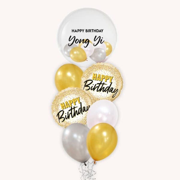 White Champagne Bubble Balloon Bouquet