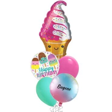 Holographic-Pink-Ice-cream-Birthday-Balloon-Bouquet