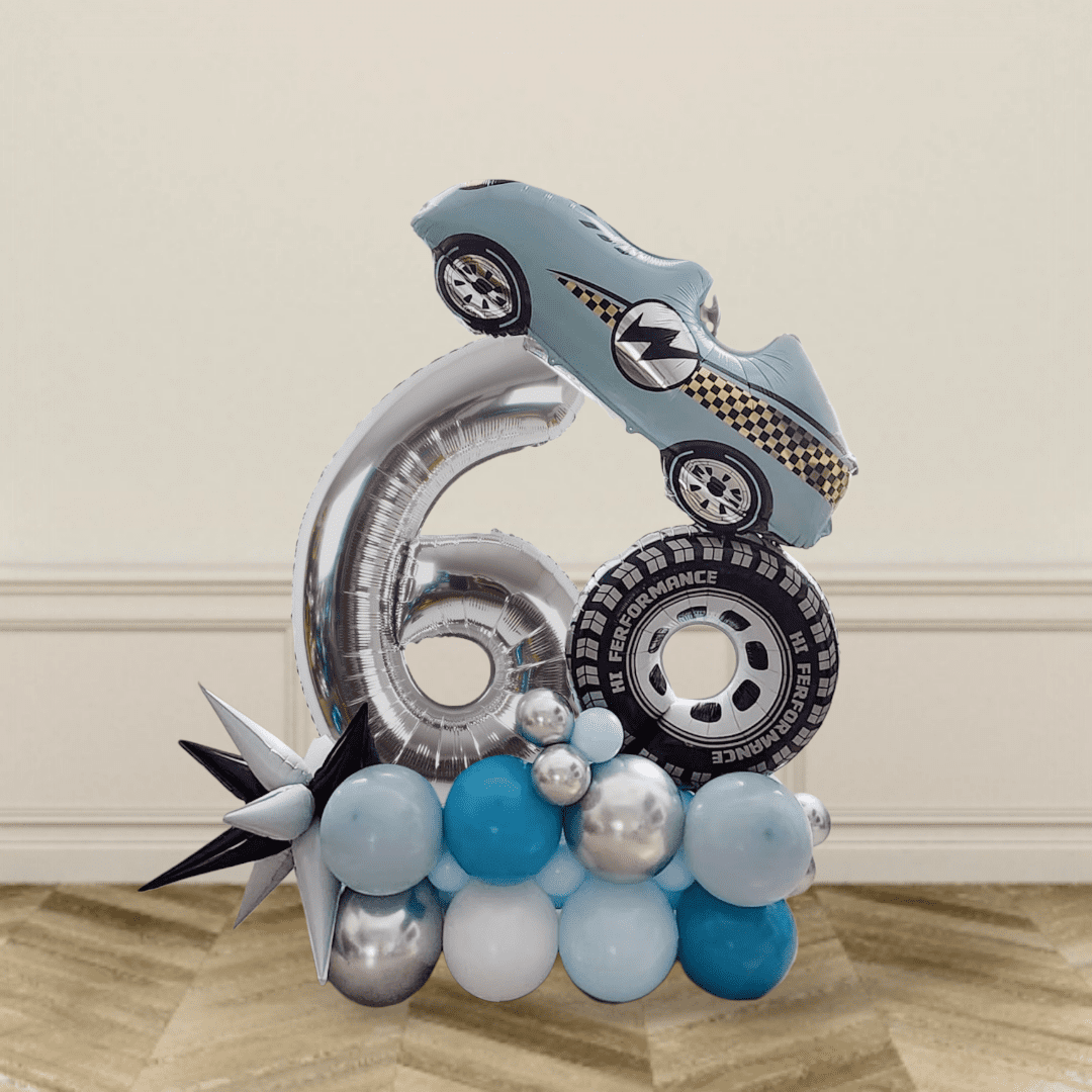 Matte Blue Racing Car Digit Centerpiece