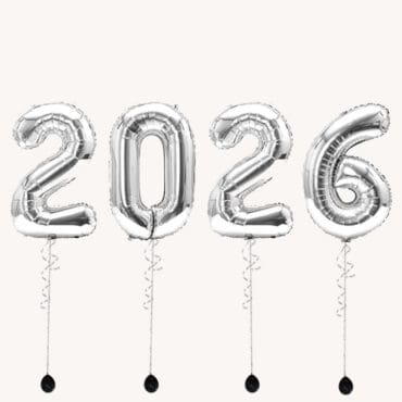 40 Inch 2026 Silver Digit Helium Balloon