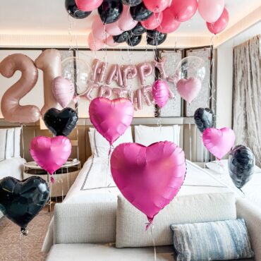 Black Pink Birthday Hotel Room Balloon Package