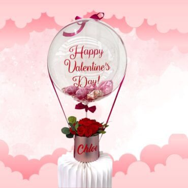 Valentines Pink Preserve Rose Hot Air Balloon