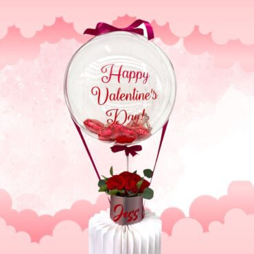 Valentines Red Preserve Rose Hot Air Balloon