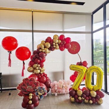 Longevity Birthday Red Grand Balloon Ring Setup